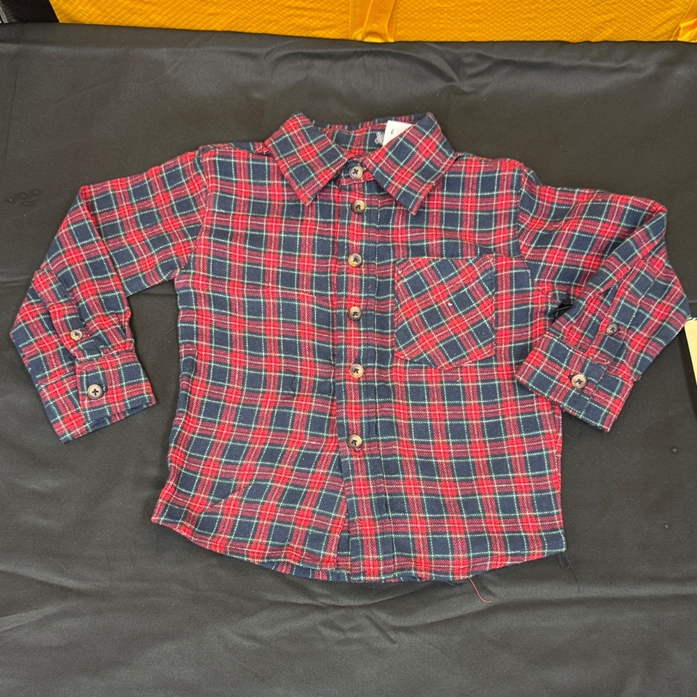 Copper Denim red and blue plaid shirt for little boys size 2T new without tags